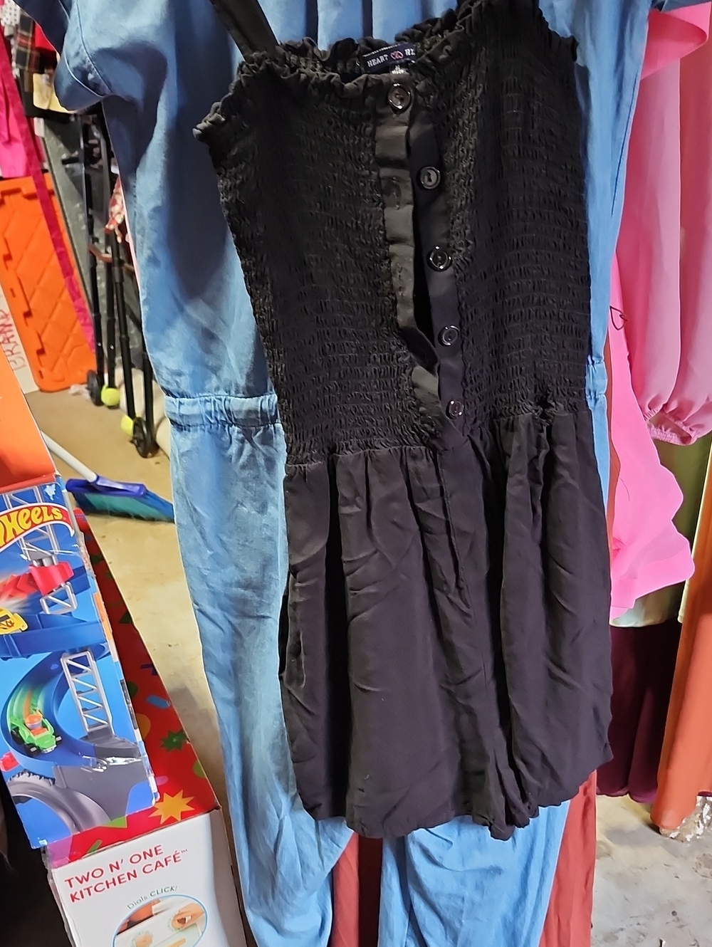 Black Smocked Romper Jumpsuit - Unbranded